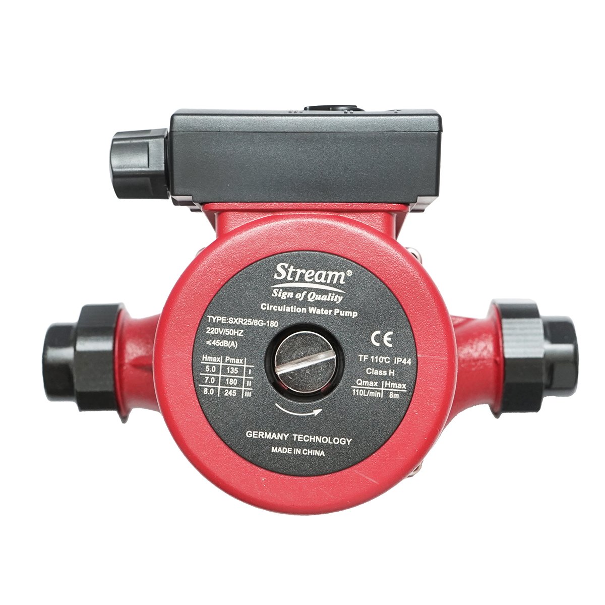Pompa de recirculare apa 220V, 245W debit 110L/min, inaltime 8m, racord 1 1/2 inch SXR25/8G-180 Breckner Germany Pompa de recirculare apa 220V, 245W debit 110L/min, inaltime 8m, racord 1 1/2 inch SXR25/8G-180 Breckner Germany